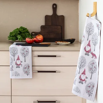 Tomteliv kitchen towel 35x50 cm - grey-red - Ekelund Linneväveri