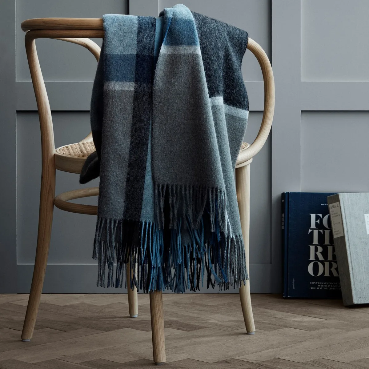 Manhattan throw, steel blue-dusty ocean Elvang Denmark