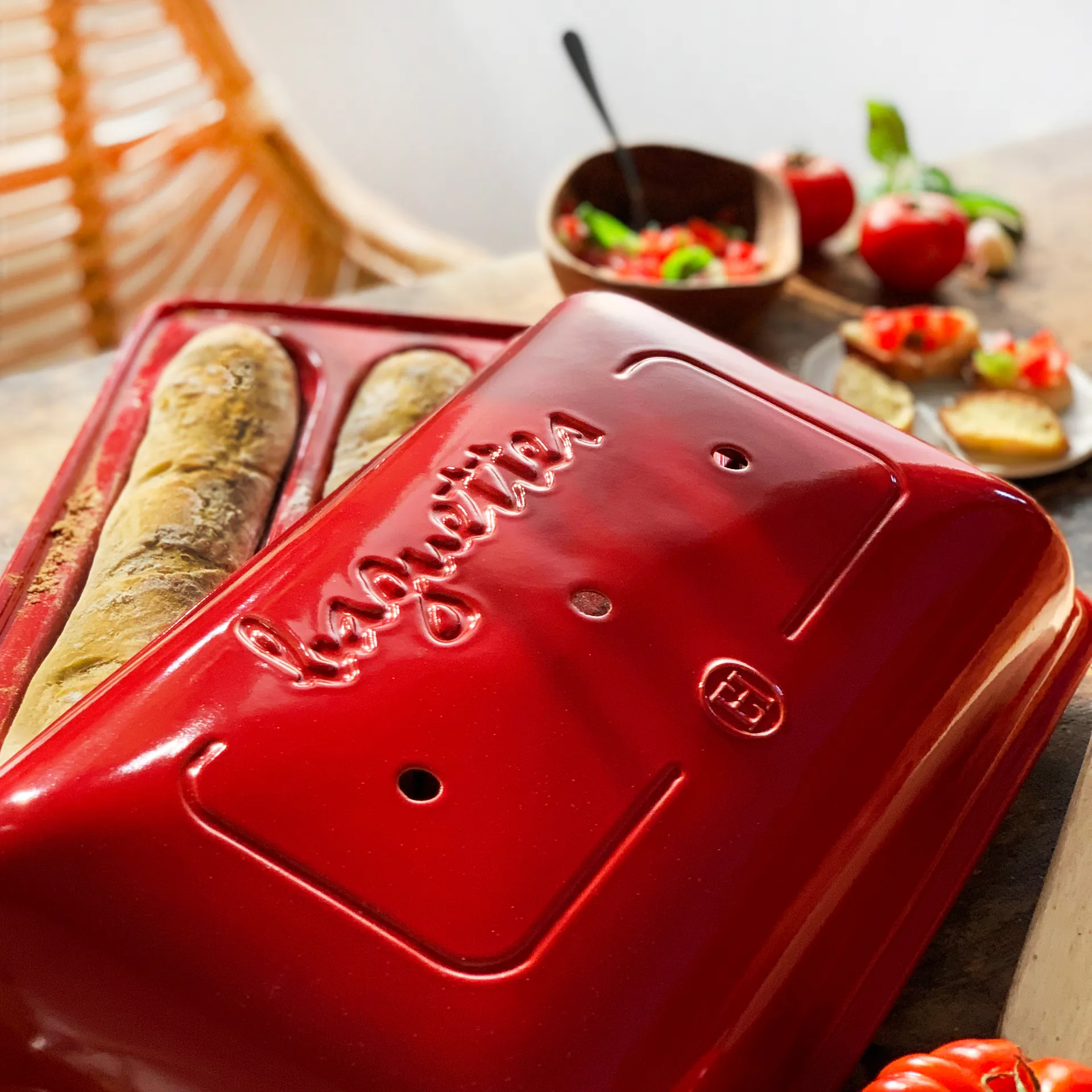 Emile Henry baguette mold, Red Emile Henry