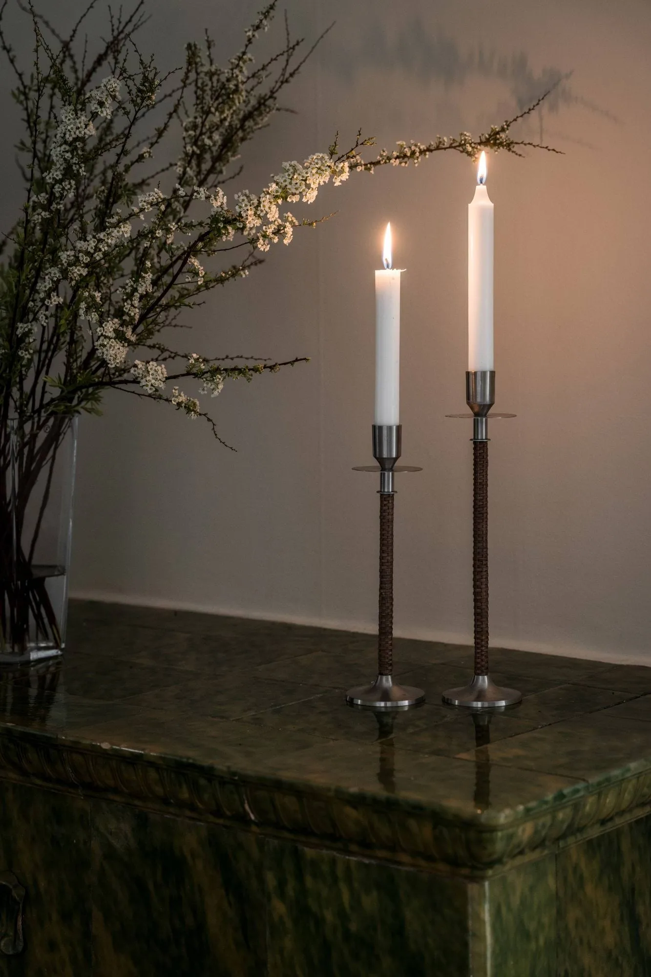 Ernst braided candleholder, Brushed steel, Ø8x30 cm ERNST