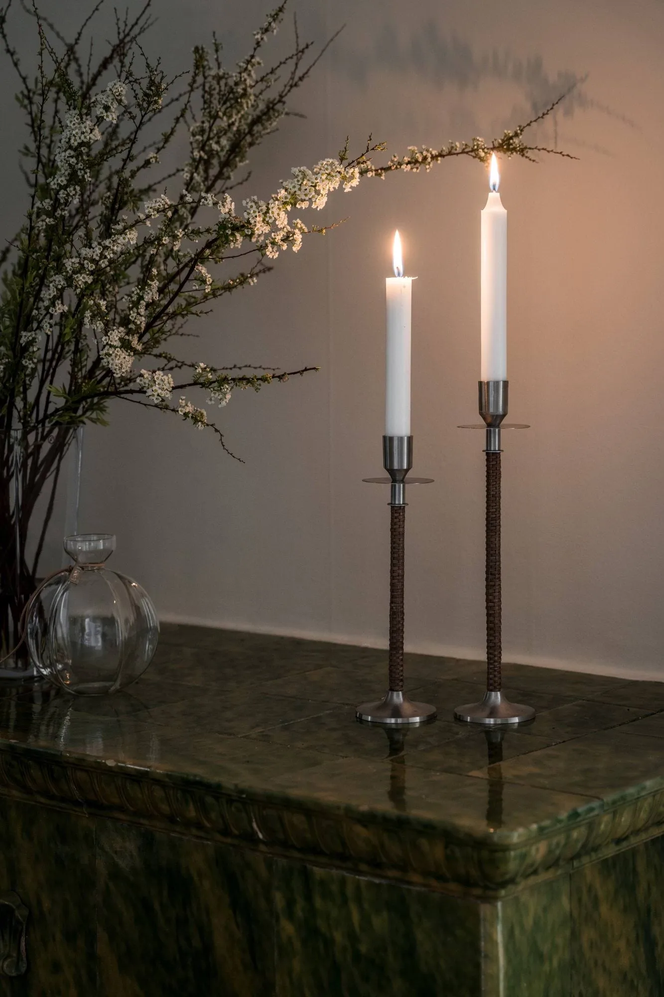 Ernst braided candleholder, Brushed steel, Ø8x30 cm ERNST