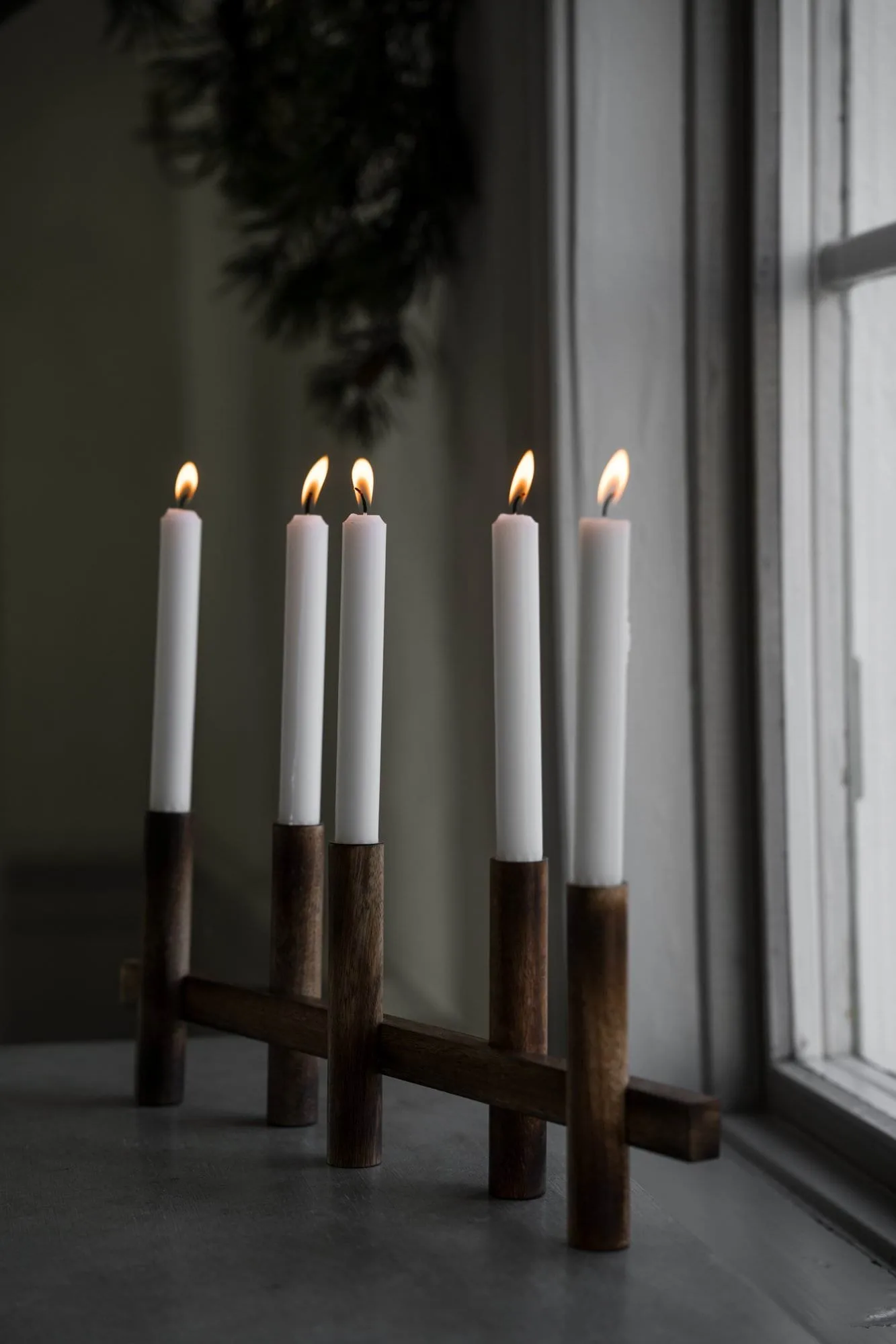 Ernst candle holder, 5 candles, Dark wood ERNST