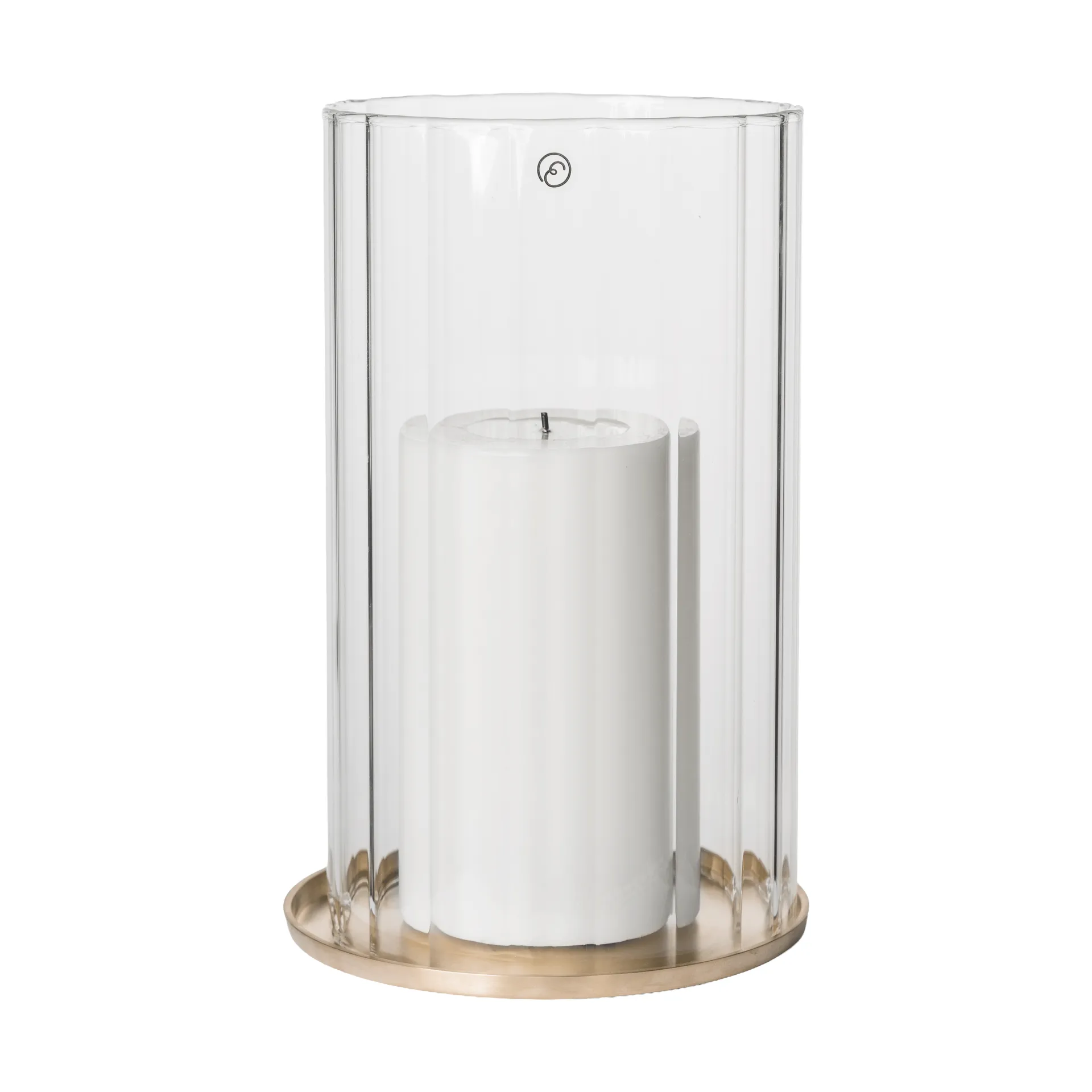 Ernst candle holder for pillar candle, Brass-glass, Ø13x21 cm ERNST
