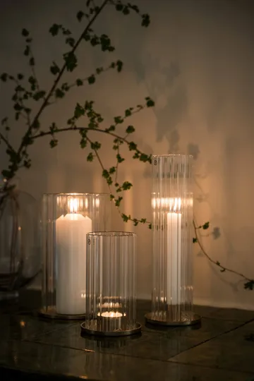 Ernst candle holder for pillar candle - Brass-glass, Ø13x21 cm - ERNST