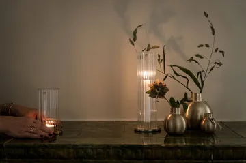 Ernst candle holder for taper candles - Brass-glass, Ø9x27.5 cm - ERNST