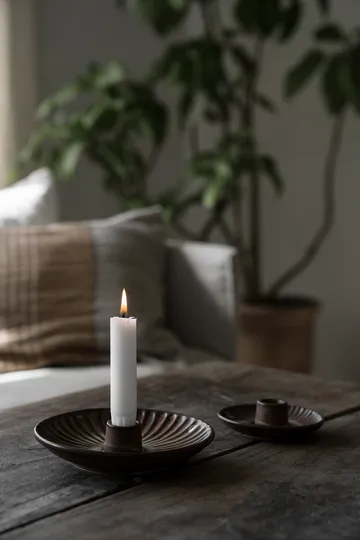 Ernst candleholder Ø10.5x3.5 cm - Brown-beige - ERNST