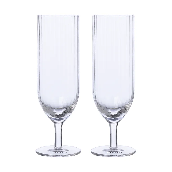 Ernst champagne glass ribbed 2-pack - Clear - ERNST