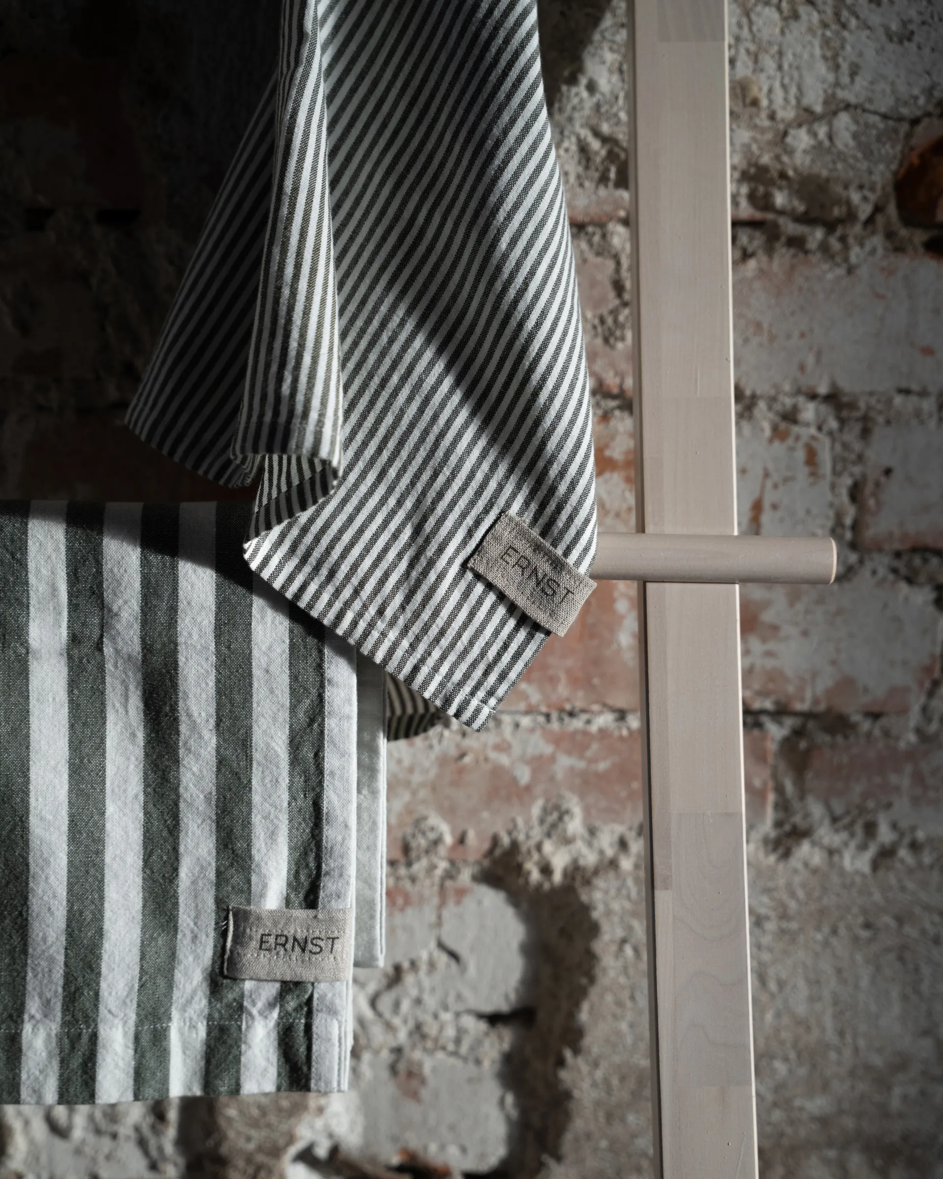 Ernst kitchen towel wide stripes 47x70 cm, Sage-white ERNST