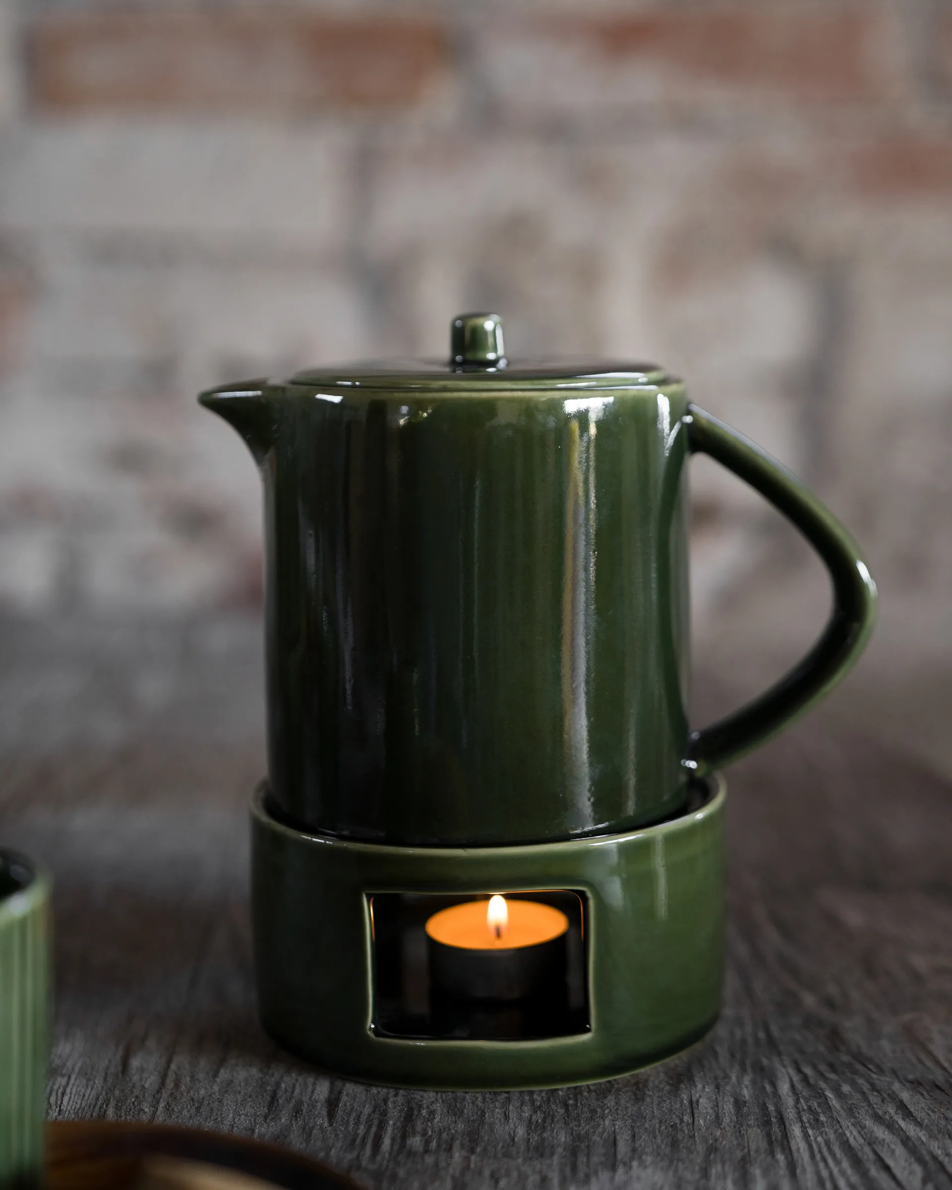 Ernst mulled wine jug with warmer, Green ERNST
