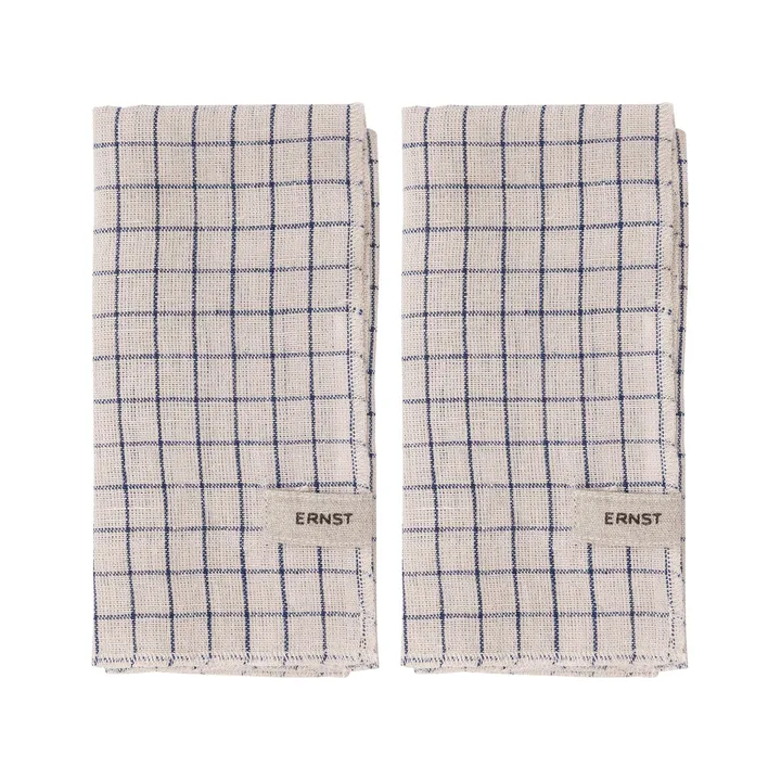 Ernst napkin 2 pack checked 40x40 cm - Blue-beige - ERNST