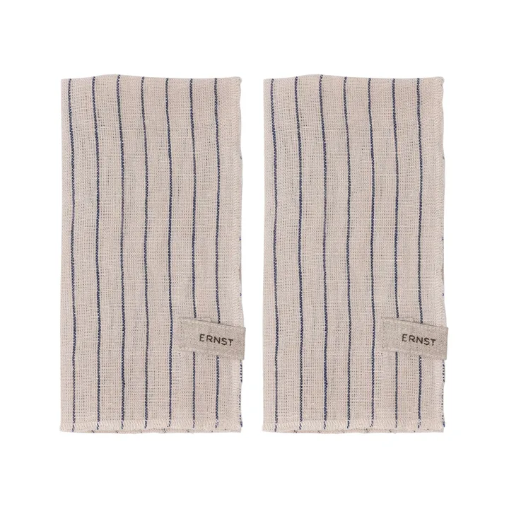 Ernst napkin 2 pack striped 40x40 cm - Blue-beige - ERNST