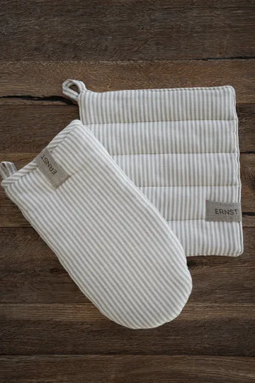 Ernst potholder striped 23x25 cm - Beige-white stripe - ERNST