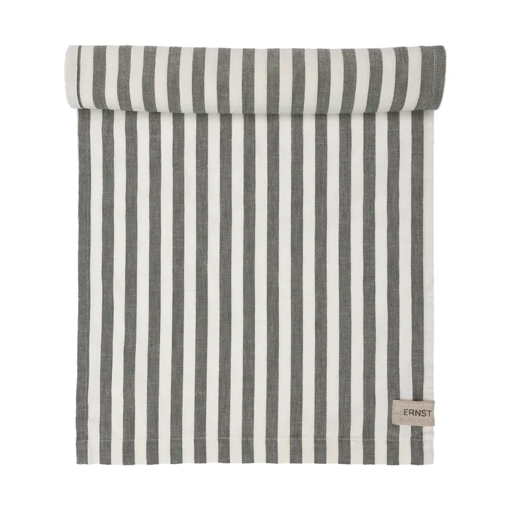Ernst table runner wide stripes 45x150 - Green-white - ERNST