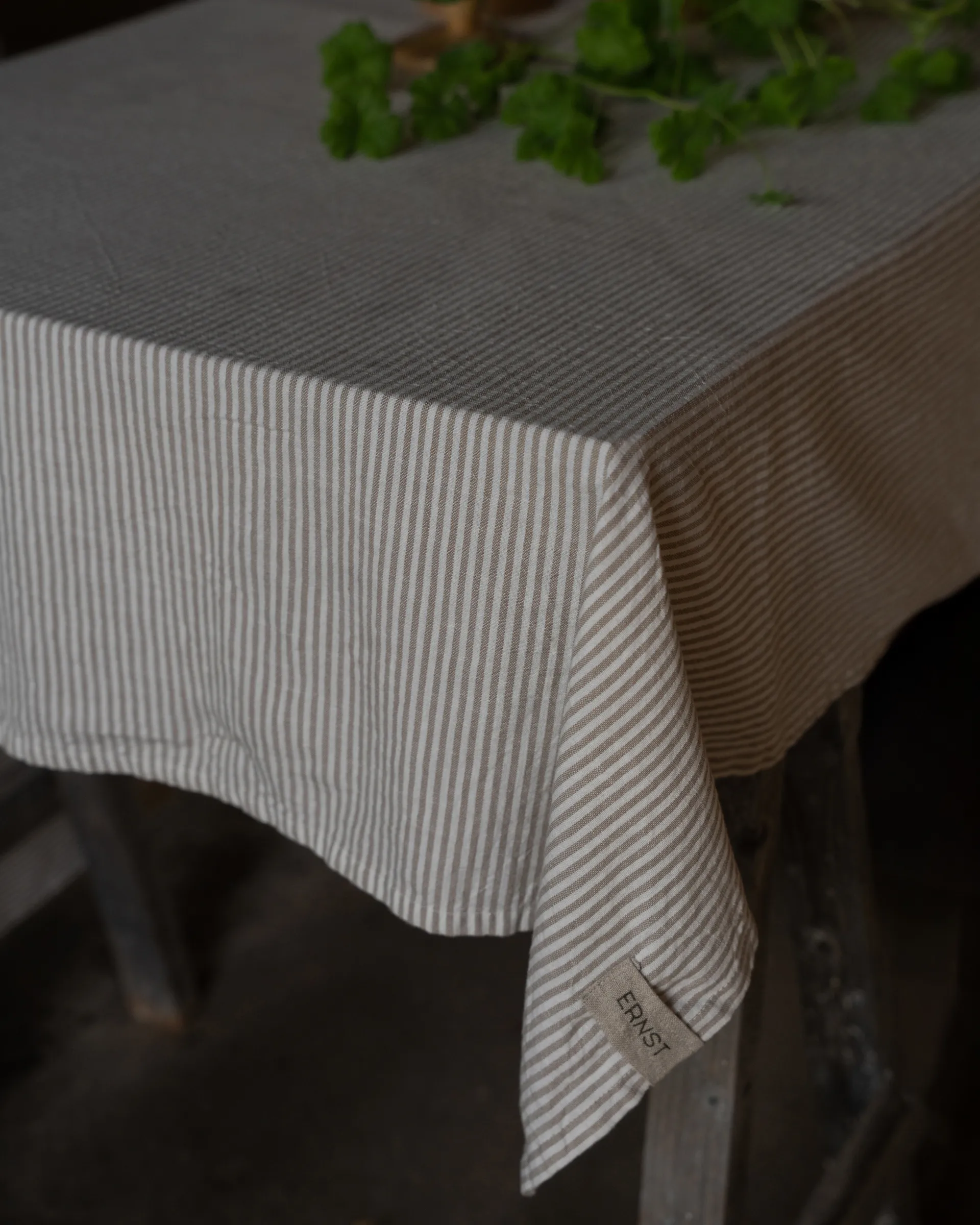 Ernst tablecloth narrow stripes 145x300 cm, Beige-white ERNST