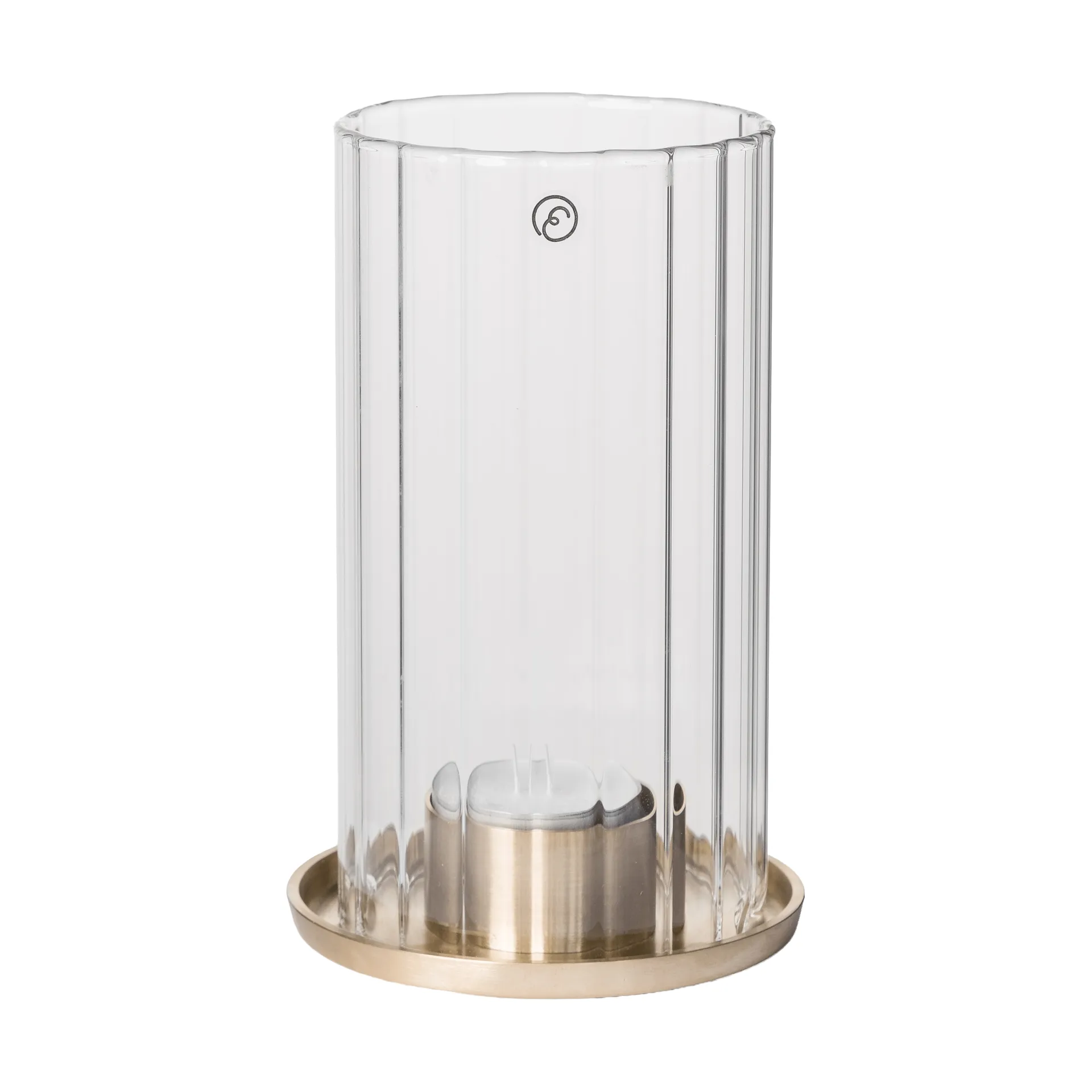 Ernst tealight holder, Brass-glass, Ø9x15 cm ERNST