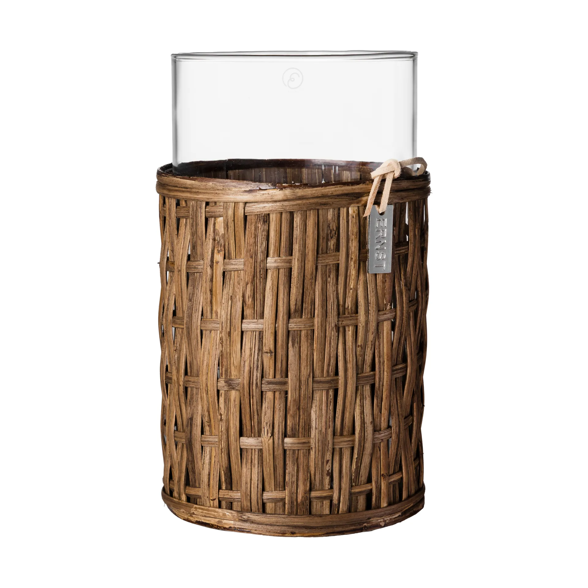 Ernst vase/tealight holder in basket, Dark brown, Ø10x18 cm ERNST
