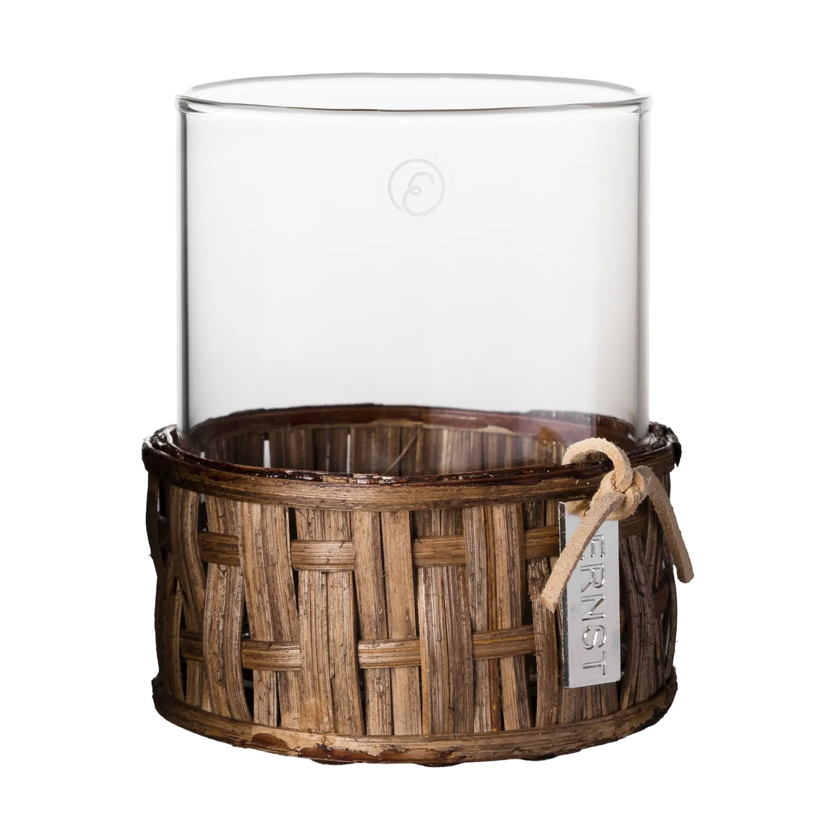 Ernst vase/tealight holder in basket, Dark brown, Ø7x8.5 cm ERNST