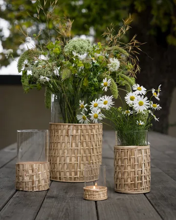 Ernst vase/tealight holder in basket - Nature, Ø10x12 cm - ERNST