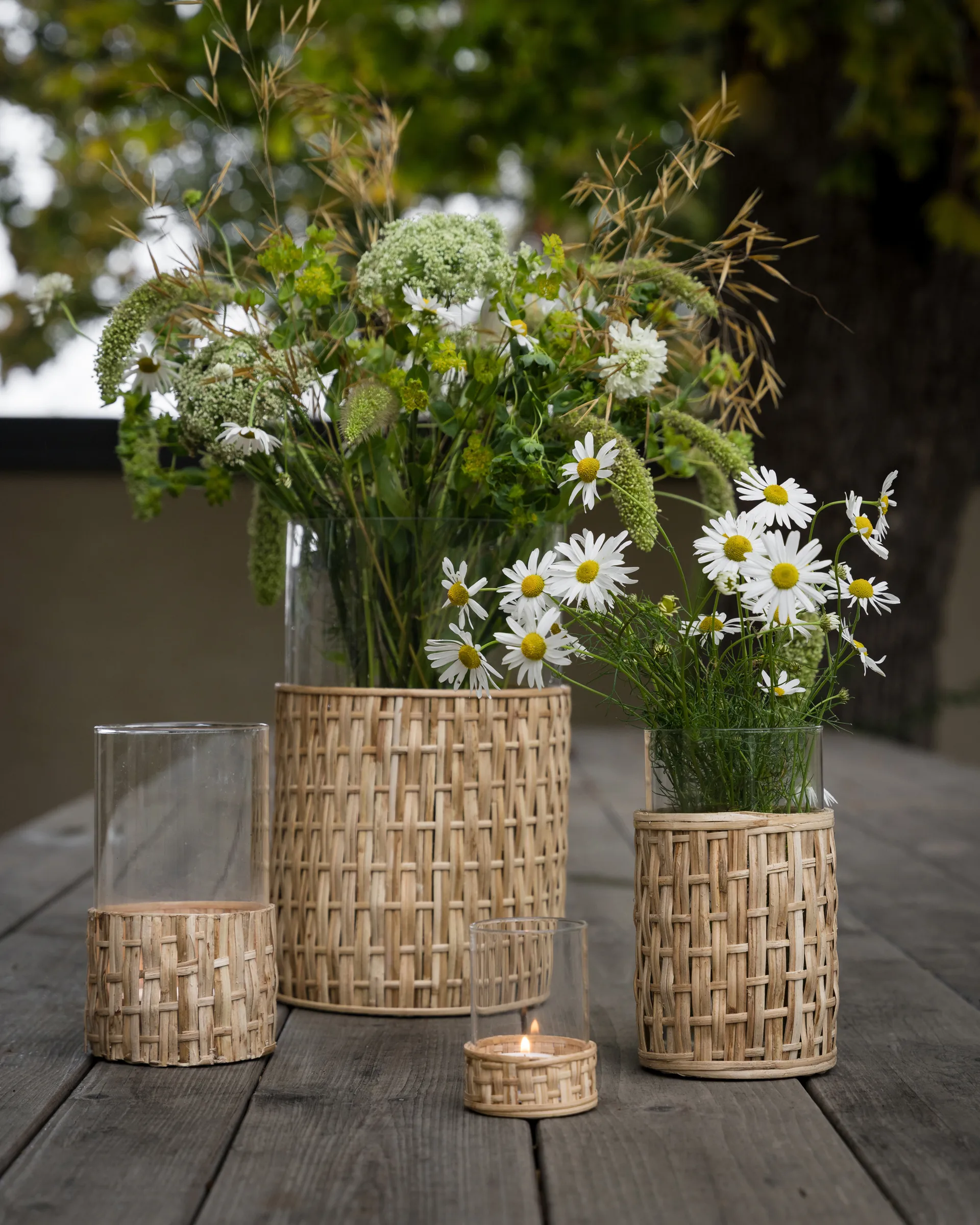 Ernst vase/tealight holder in basket, Nature, Ø7x8.5 cm ERNST