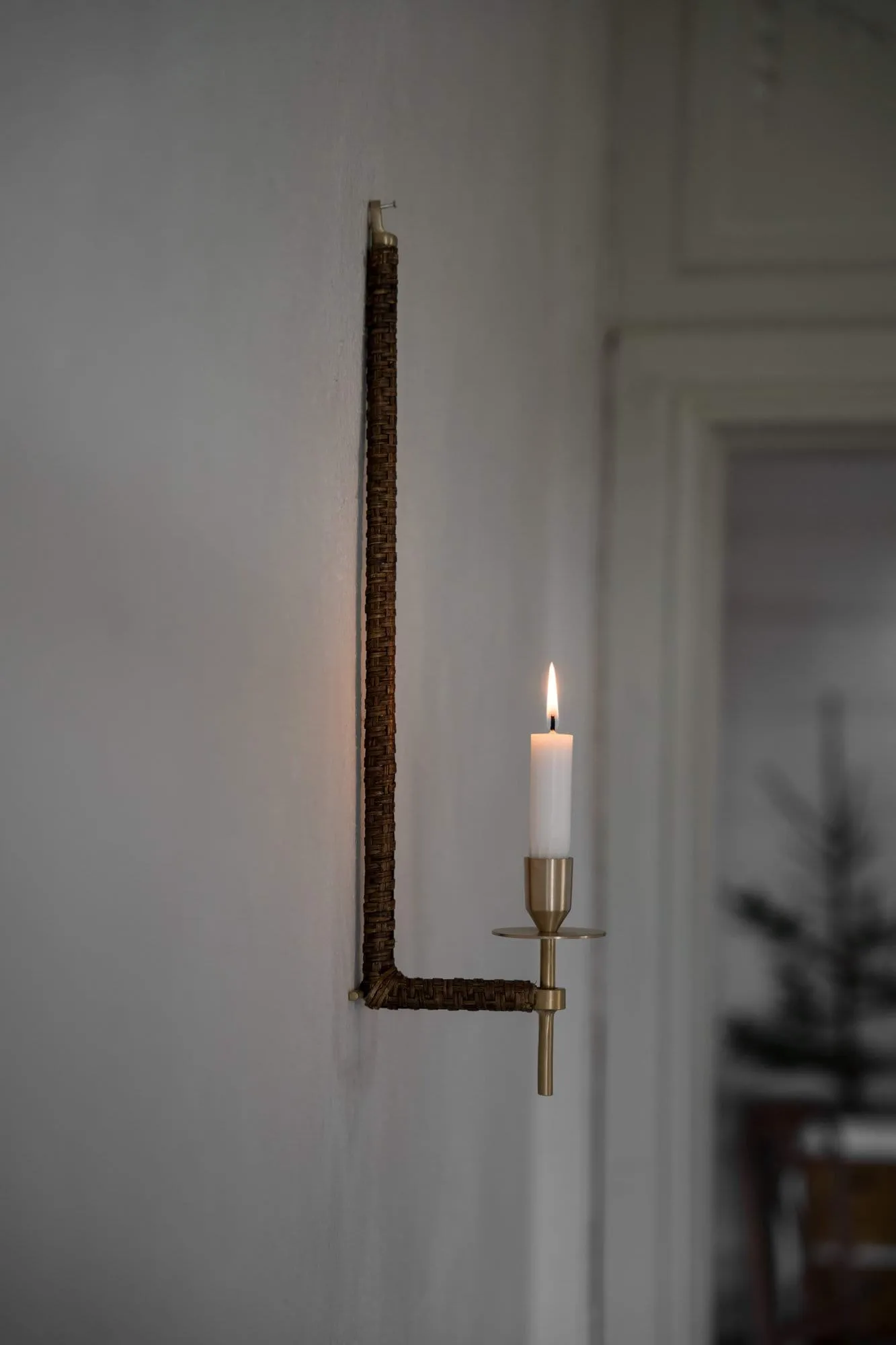 Ernst wall candle holder woven, Brass, 47 cm ERNST