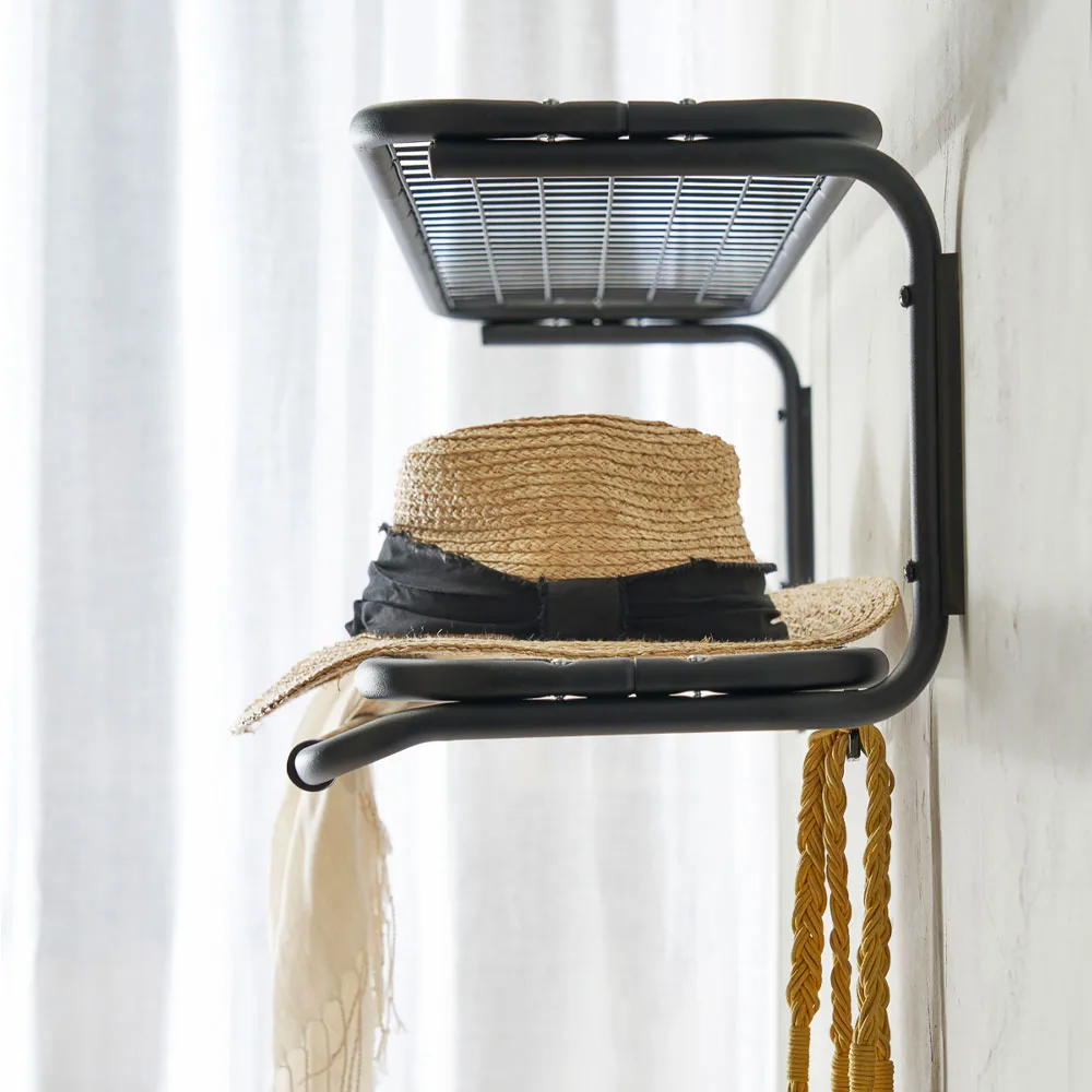 Classic 650 hat shelf, Black/black, 2 levels, 100 cm Essem Design