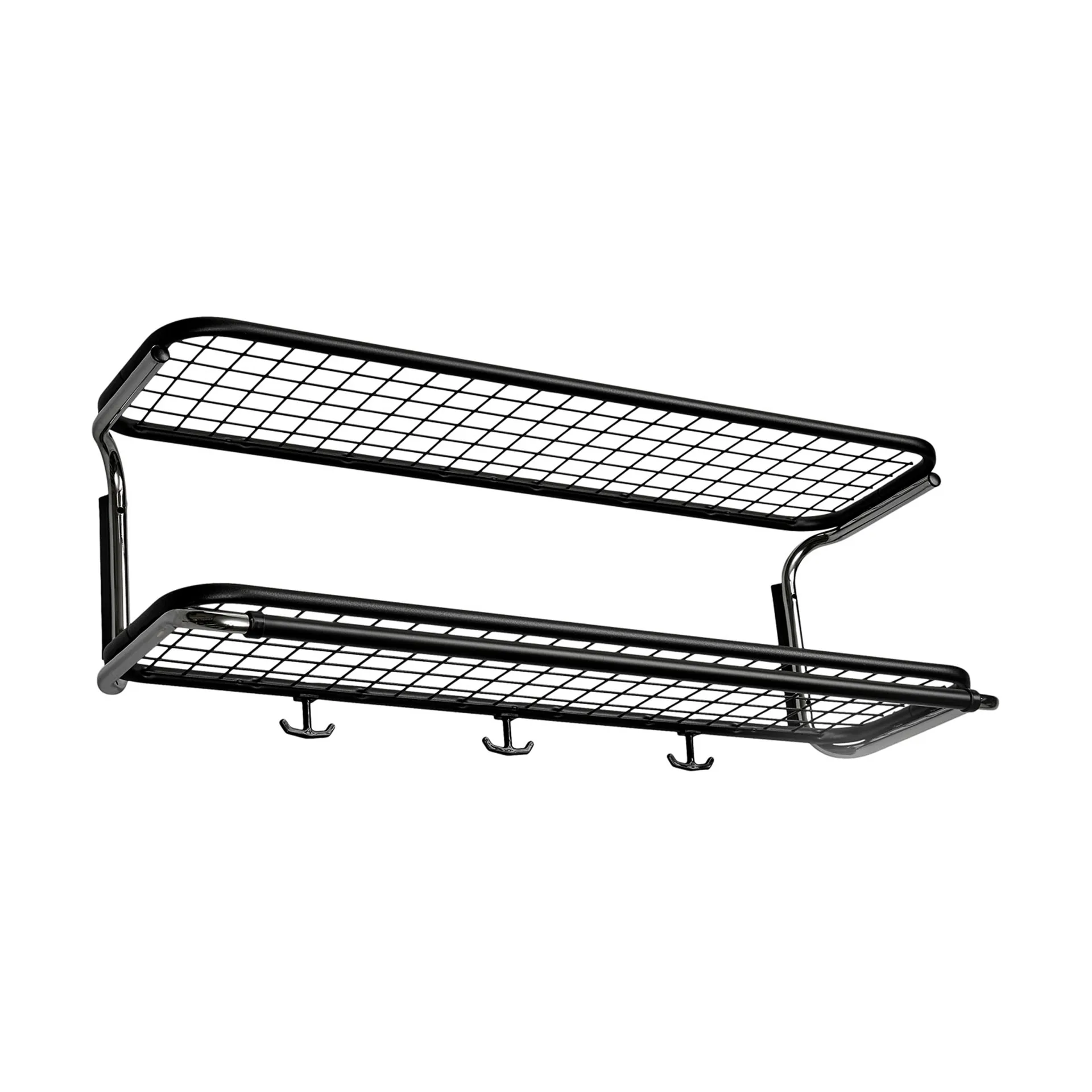 Classic 650 hat shelf, Black/chrome, 2 levels, 70 cm Essem Design