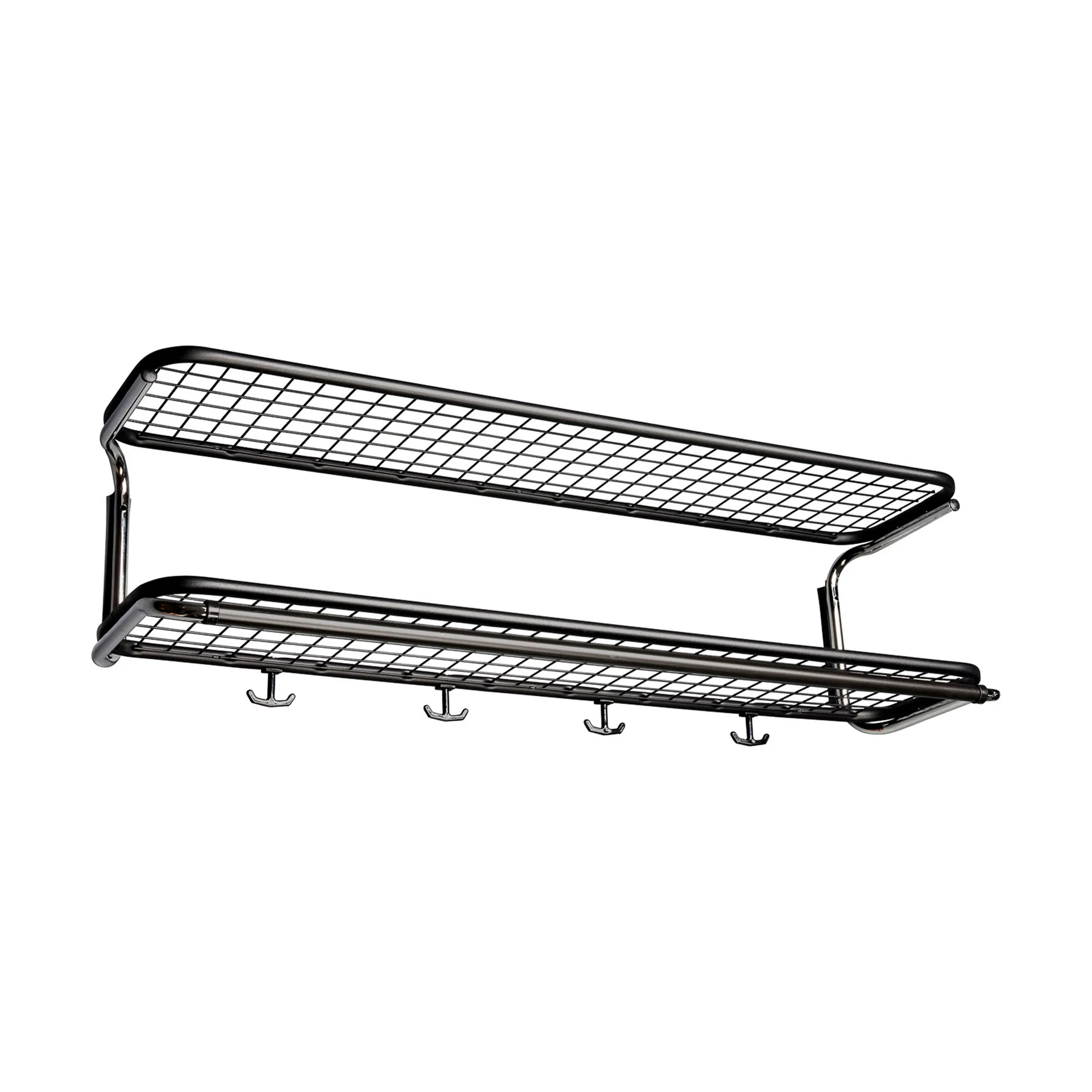 Classic 650 hat shelf, Black/chrome, 2 levels, 90 cm Essem Design