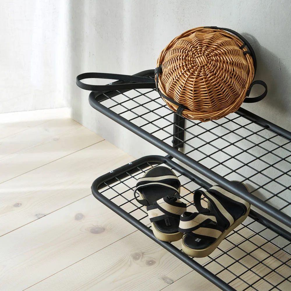 Classic 650 shoe shelf, Black/chrome, 2 levels, 60 cm Essem Design