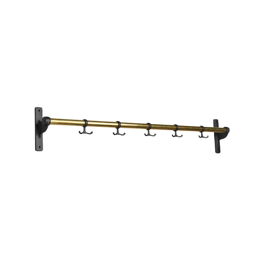 Nostalgi Hook rack, Brass, black stand Essem Design