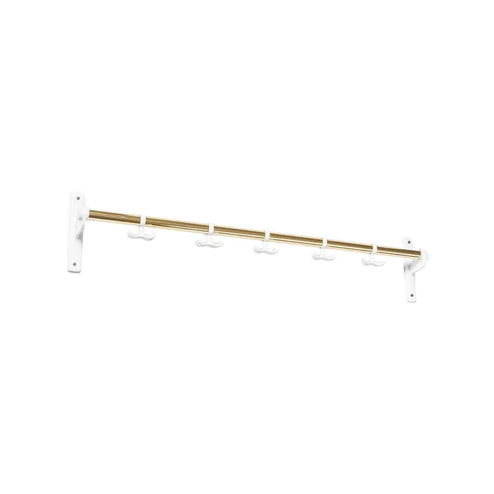 Nostalgi Hook rack - Brass, white stand - Essem Design