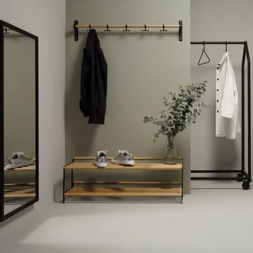 Tamburin shoe shelf 60 cm - oak-black - Essem Design