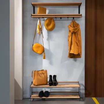 Tamburin shoe shelf 60 cm - oak-black - Essem Design