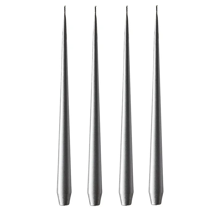 ester & erik candle 32 cm 4-pack metalic - Silver - ester & erik