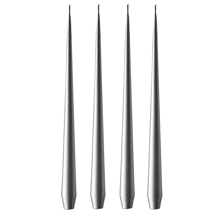 ester & erik candle 42 cm 4-pack metalic - Silver - ester & erik