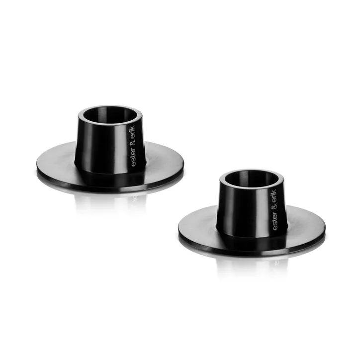 ester & erik candle sticks matte 2-pack - black - ester & erik