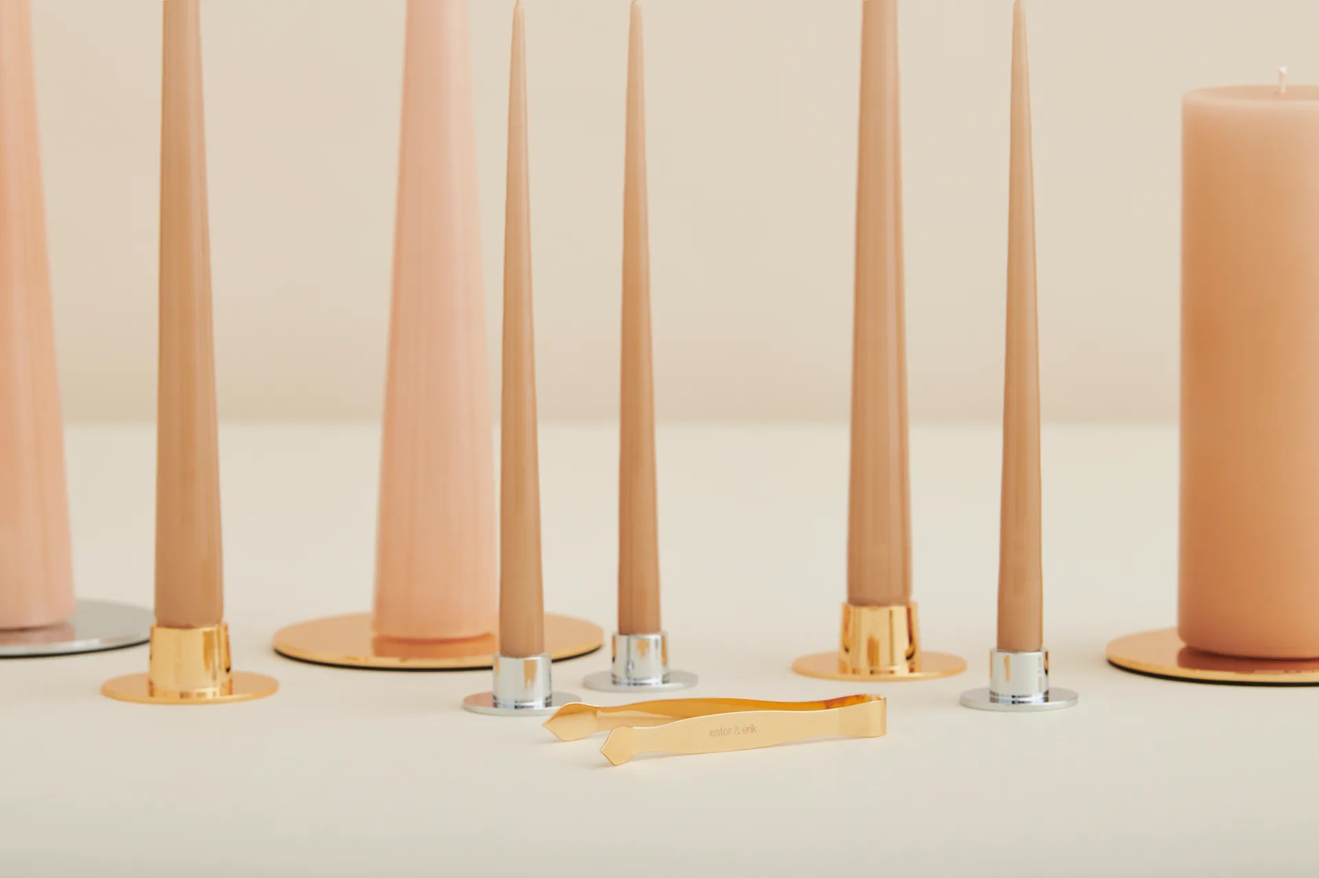 ester & erik candle sticks smooth 2-pack, Gold ester & erik
