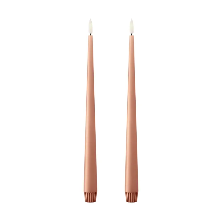 ester & erik taper candle LED 2-pack - 20 Rosy caramel , 30 cm - ester & erik