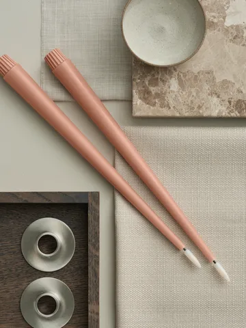 ester & erik taper candle LED 2-pack - 20 Rosy caramel , 30 cm - ester & erik