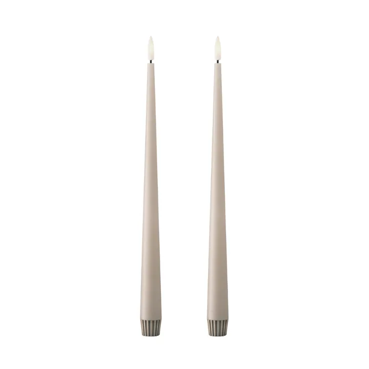 ester & erik taper candle LED 2-pack - 22 Linen Grey , 30 cm - ester & erik