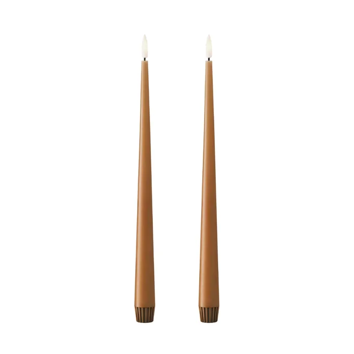 ester & erik taper candle LED 2-pack - 23 Raw Toffee , 30 cm - ester & erik
