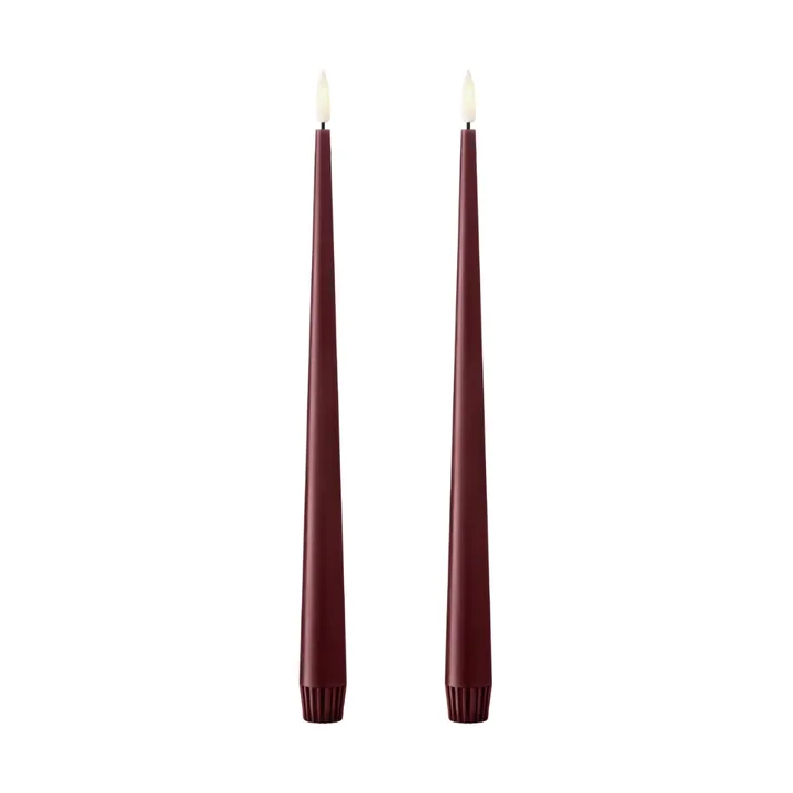 ester & erik taper candle LED 2-pack - 44/2 Deep Wine , 30 cm - ester & erik