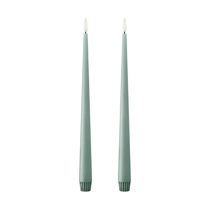 ester & erik taper candle LED 2-pack - 67 Jade stone , 30 cm - ester & erik