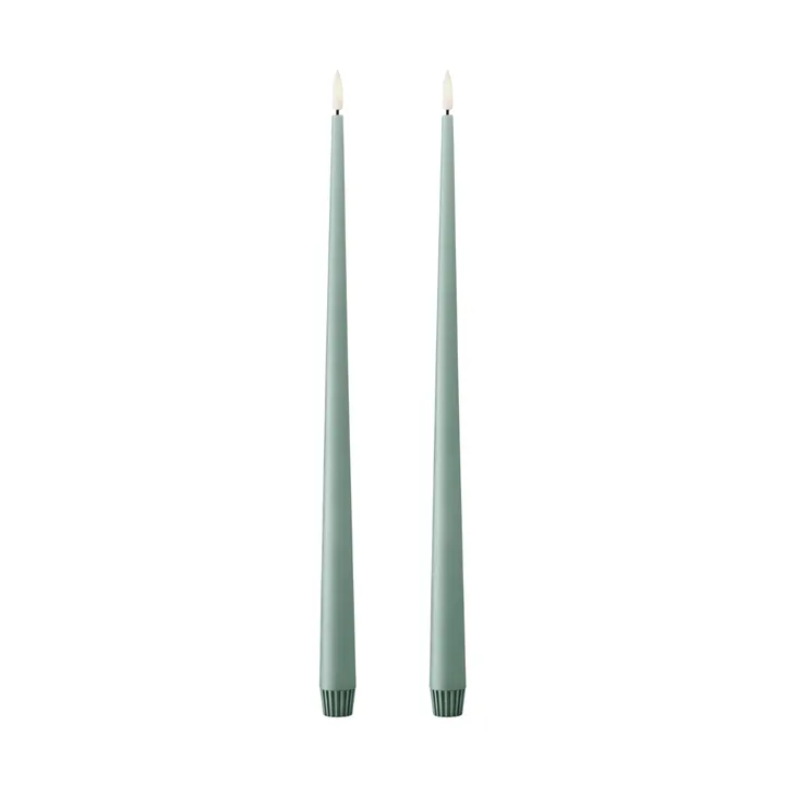ester & erik taper candle LED 2-pack - 67 Jade stone, 40 cm - ester & erik
