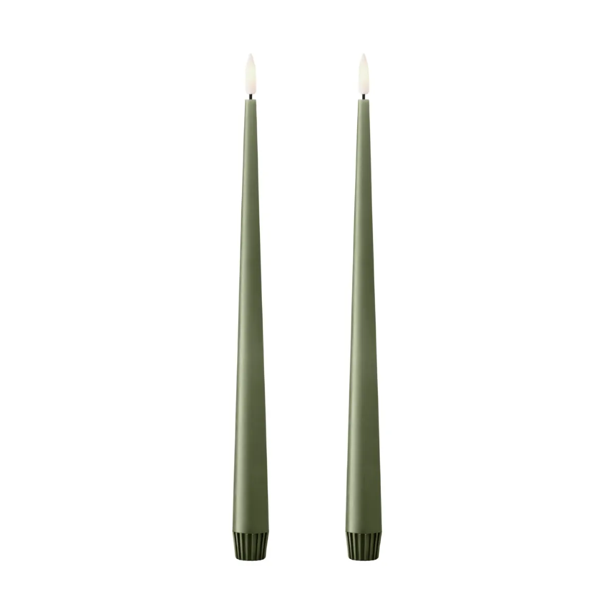 ester & erik taper candle LED 2-pack, 70 Green Soil , 30 cm ester & erik