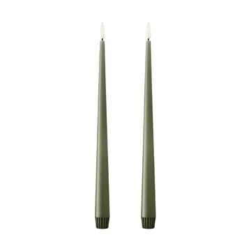 ester & erik taper candle LED 2-pack - 70 Green Soil , 30 cm - ester & erik