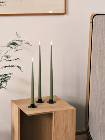 ester & erik taper candle LED 2-pack - 70 Green Soil , 30 cm - ester & erik
