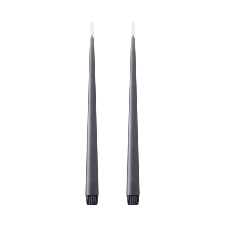 ester & erik taper candle LED 2-pack - 74 Dark Slate , 30 cm - ester & erik