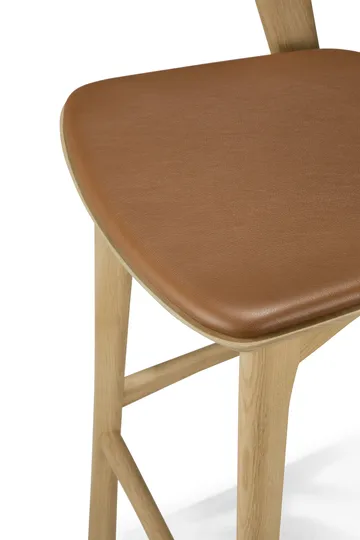 Beech bar stool - Lacquered oak–leather Cognac, 65 cm - Ethnicraft
