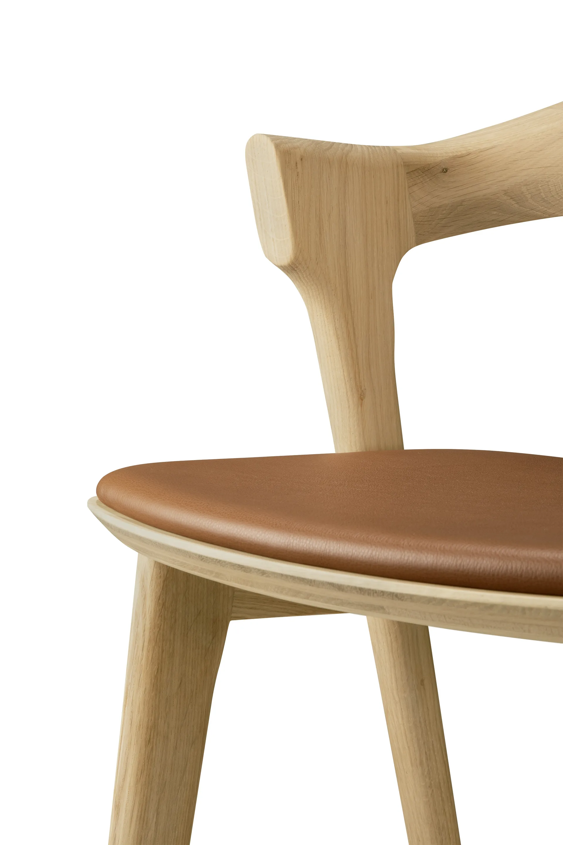 Beech bar stool, Lacquered oak–leather Cognac, 75 cm Ethnicraft