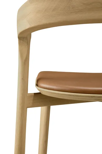 Beech bar stool - Lacquered oak–leather Cognac, 75 cm - Ethnicraft